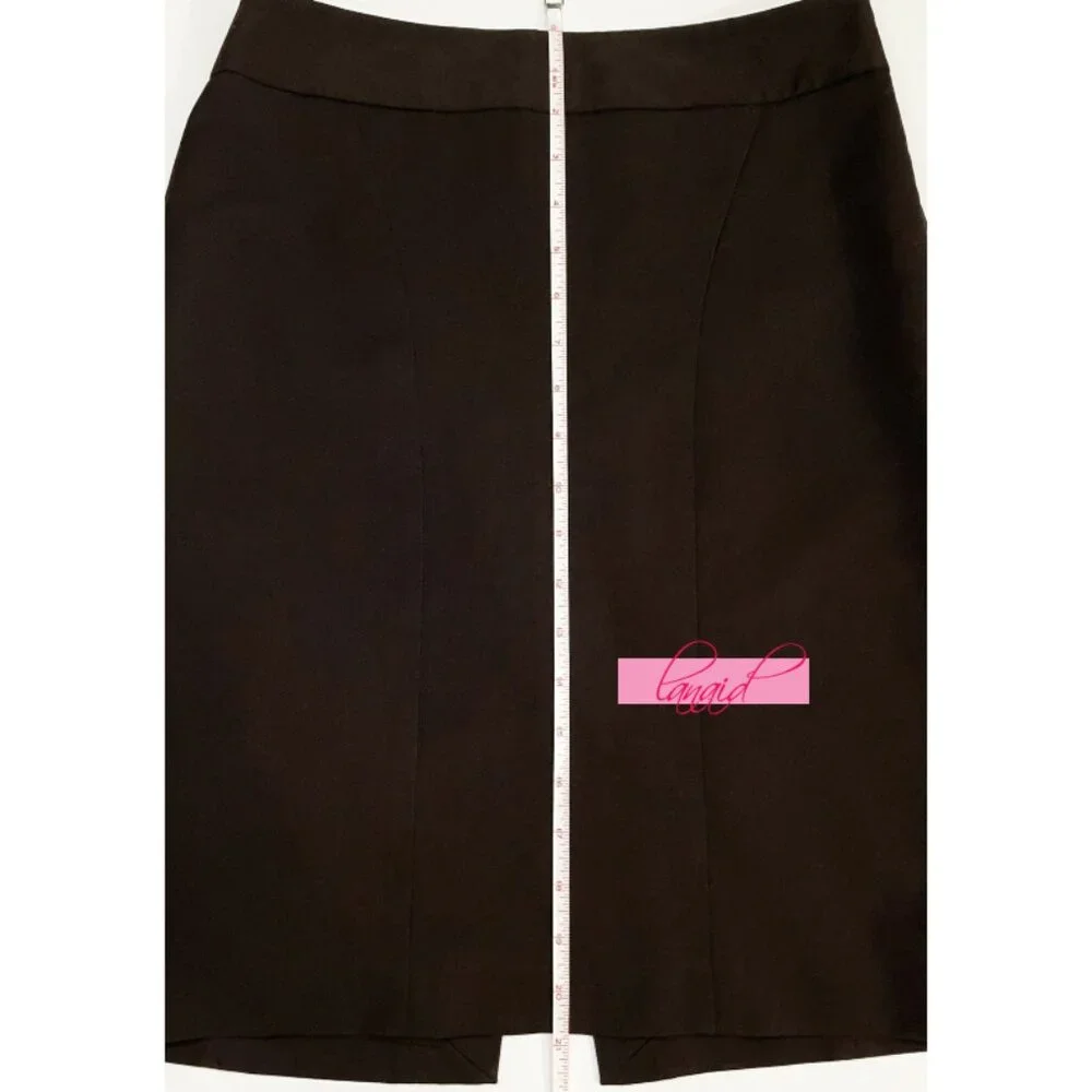 Limited Dark Chocolate Brown Seamed Back Slit Knee Pencil Lined Skirt Career 2